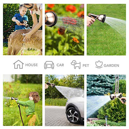 Delxo Heavy Duty Water Hose,100FT Expandable Garden Hose with 9-Function High-Pressure Metal Spray Nozzle, Lightweight Flexible Hose, 3/4" Solid Brass Fittings Leakproof Design - delxousa