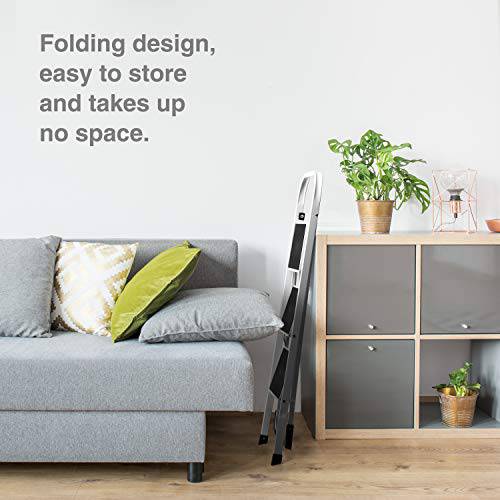 Delxo 3 Step Ladder Folding Step Stool Ladder with Handgrip Anti-Slip Sturdy and Wide Pedal Multi-Use for Household and Office Portable Step Stool Steel 300lbs White (3 Feet) - delxousa