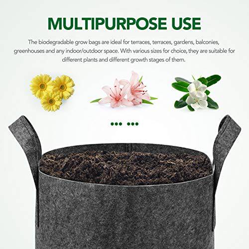 Delxo 12-Pack 10 Gallon Grow Bags Heavy Duty Aeration Fabric Pots Thickened Nonwoven Fabric Pots Plant Grow Bags Grey - delxousa