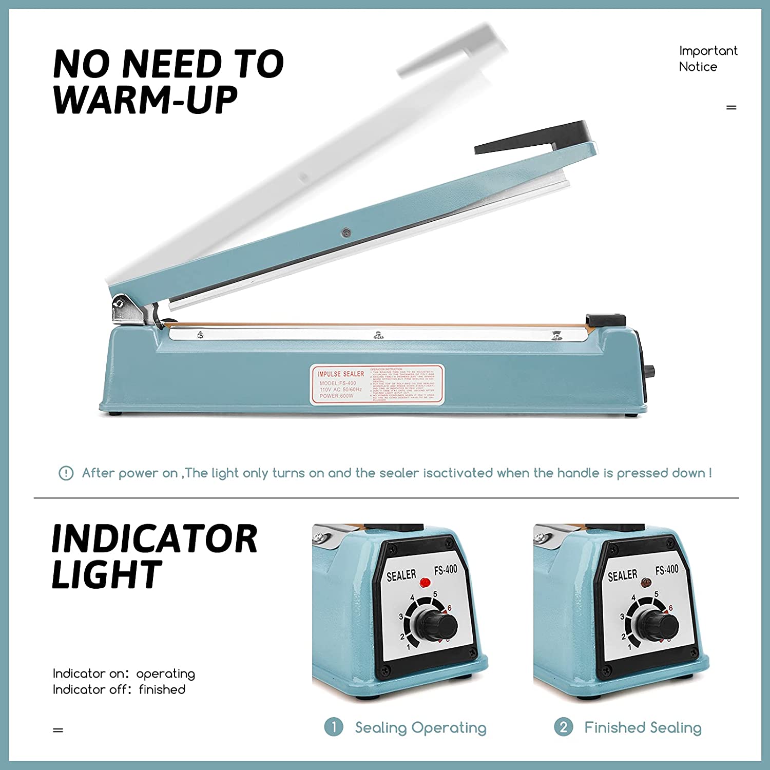 Delxo 8 inch 12 inch 16 inch Impulse Bag Sealer Poly Bag Sealing Machine Heat Seal Closer with Repair Kit in Orange Blue Black - Delxo