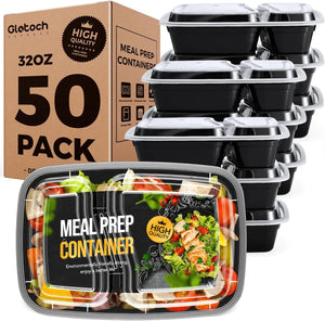 50 Pack 32OZ  2 Compartment Meal Prep Container Food Prep Containers With Lids