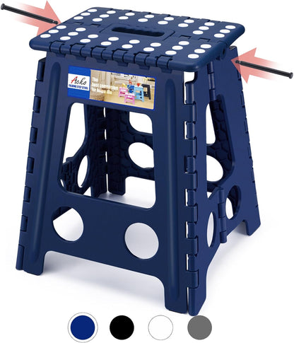 16 Inch Non Slip Foldable Step Stool Royal Blue With Pin Structure