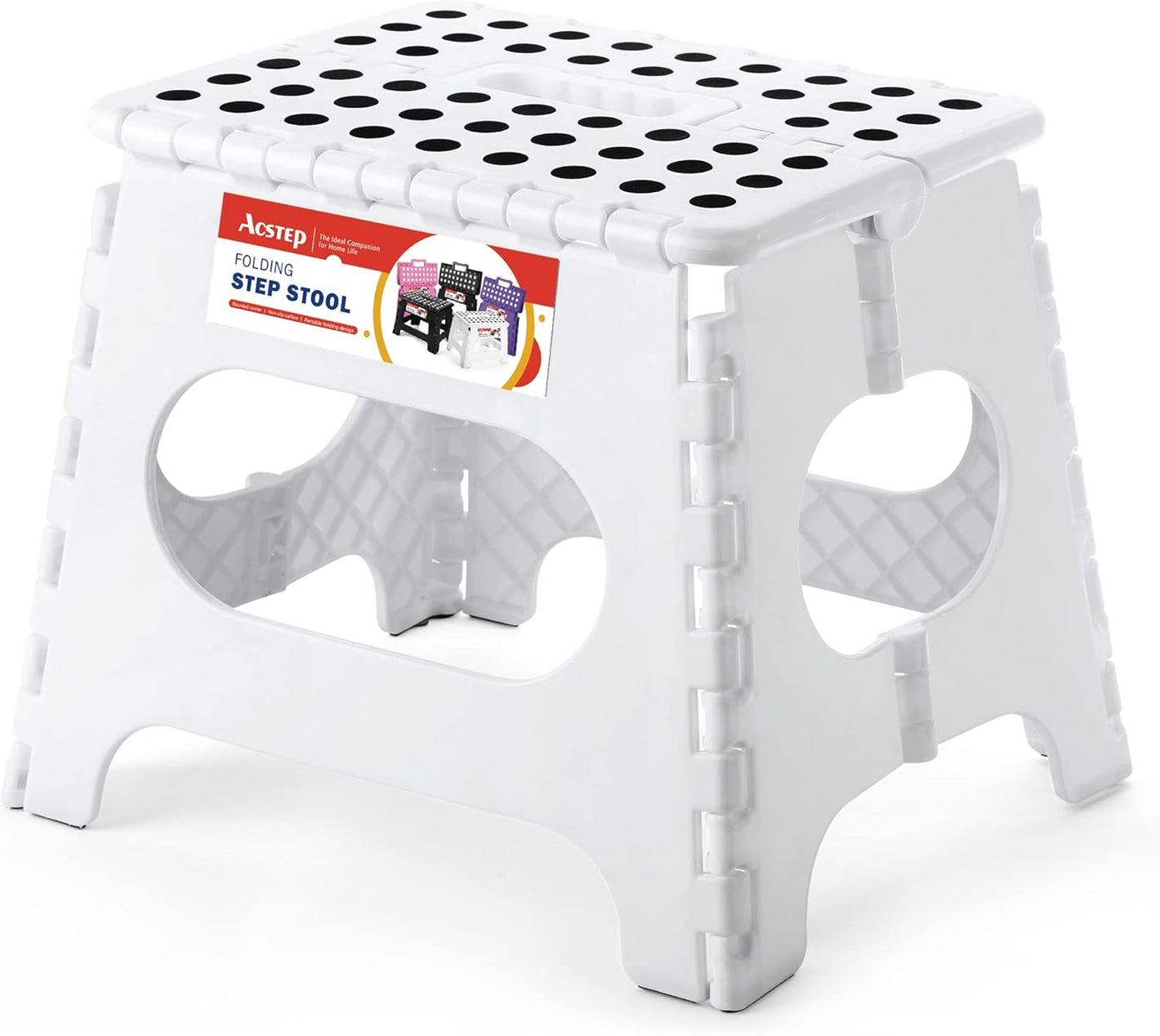 11 Inch Non Slip Foldable Step Stool White