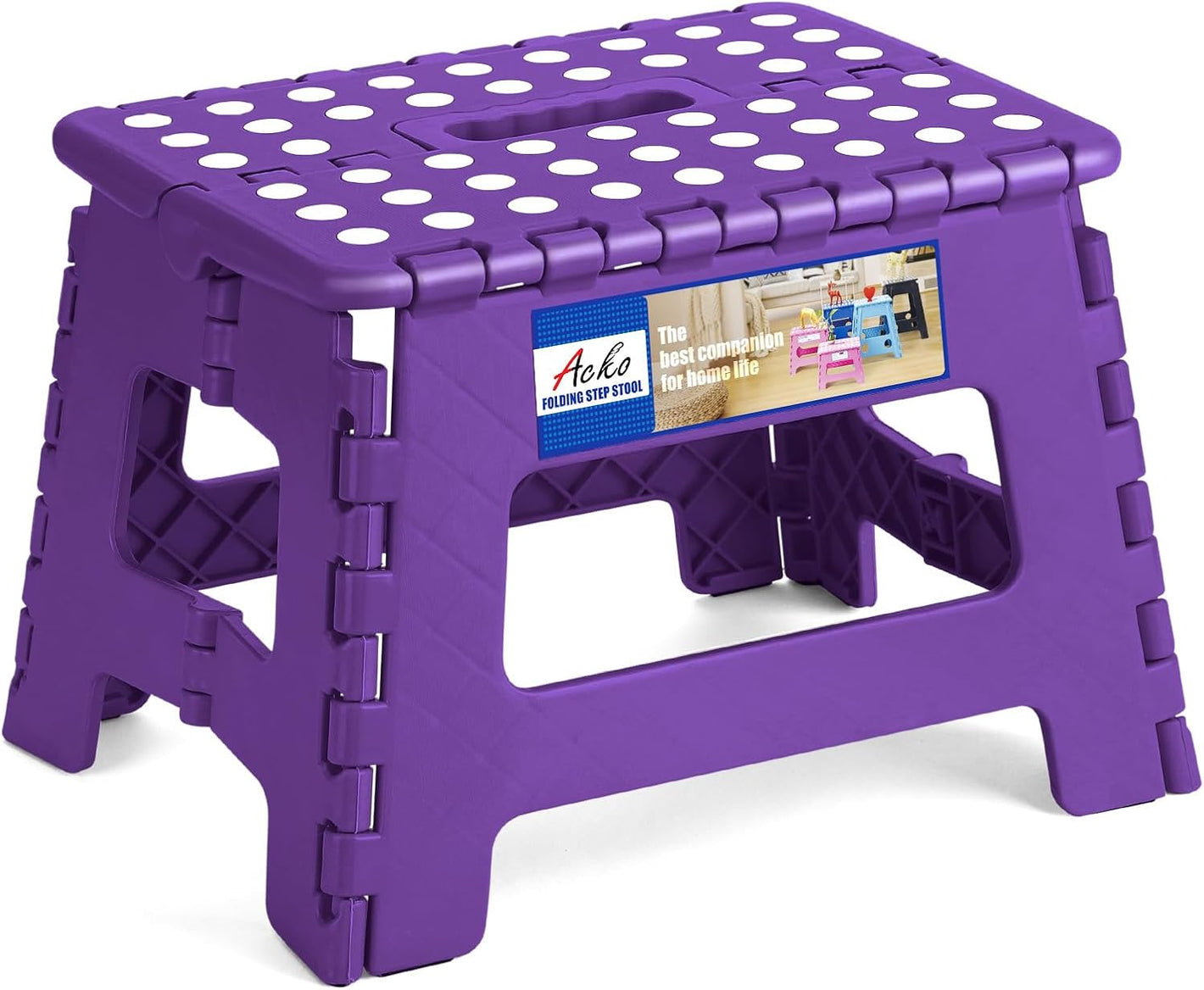 9 Inch Non Slip Foldable Step Stool Purple