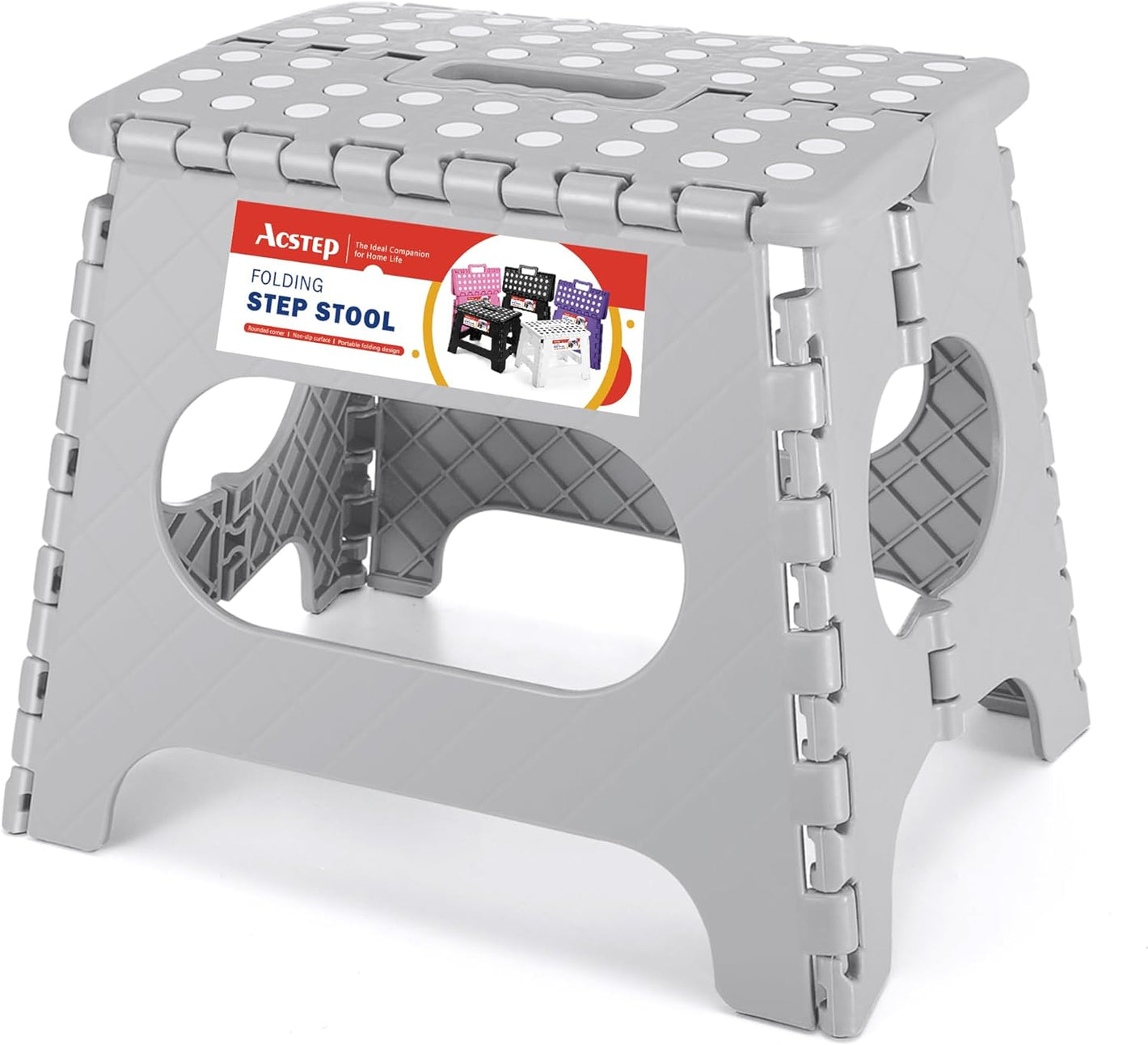 11 Inch Non Slip Foldable Step Stool Gray