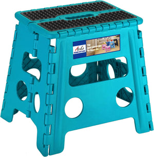 13 Inch Non Slip Foldable Step Stool Dot Blue