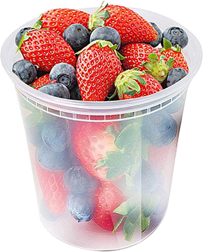 24 Pack 32OZ. (Quart) Plastic Food and Drink Storage Containers Set with Lids