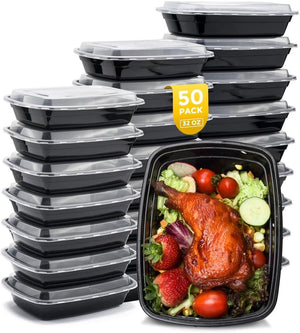 50 Pack 32OZ  Plastic Food Prep Storage Containers with Lids