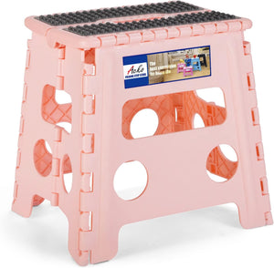 13 Inch Non Slip Foldable Step Stool Dot Sakura Pink