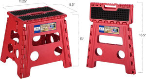 13 Inch Non Slip Foldable Step Stool Dot Red