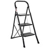 Delxo 3 Step Ladder Folding Step Stool Ladder with Handgrip Anti-Slip Sturdy and Wide Pedal Multi-Use for Household and Office Portable Step Stool Steel 330lbs Black (3 feet) - delxousa