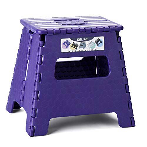Delxo 13 Inch Folding Step Stool,1 Pack Plastic Stool in Purple,Extra-Thicken Kitchen Step Stool,Non Slip 2021 Strengthen Plastic Stepping Stool for Kids & Adults - delxousa