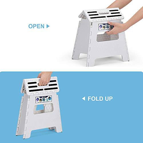 Delxo 13 Inch Folding Step Stool,1 Pack Plastic Stool in White,Extra-Thicken Kitchen Step Stool,Non Slip 2021 Strengthen Plastic Stepping Stool for Kids & Adults - delxousa