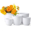 Delxo 5pcs Plant Pots，Flower Pots Indoor with Saucers and Drainage Hole,Plastic Nursery Garden Pots for Plants,Flower.4/4.5/5.5/6.3/7 Inch Planter Pot White - delxousa