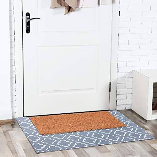 Delxo Door Mats, 27.5"x43.5" Cotton Hand-Woven Washable Door Rugs. Quatrefoil Pattern,Great for Indoor, Outdoor,Front Door,Bedroom,Laundry. Grey and White - delxousa
