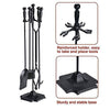 Syntrific 5 Pieces 32inch Fireplace Tool Set Black Cast Iron Fire Place Tool Set with Log Holder Fire Pit Stand Rustic Tongs Shovel Antique Broom Chimney Poker Wood Stove Hearth Accessories Set - delxousa