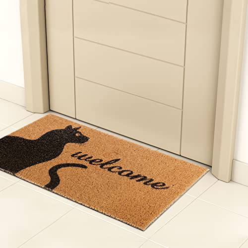 Delxo Welcome Mat 18x30 Entrance Door mat No Odor Durable Anti-Slip Rubber Back Front Doormat for Entry Porch, Deck, Patio, or Mudroom in Welcome Cats Design - delxousa