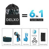 Delxo 25Ft Expandable Garden Hose Kit Include 6, Flexible 9-Function Water Hose with Heavy Duty High-Pressure Spray Nozzle, Leakproof Design 3/4” Solid Brass Fittings Blue - delxousa