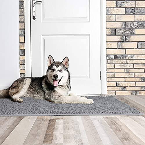 Delxo Chenille Door mat, 24"X 36" Extra Soft and Absorbent Mat ,Machine Wash and Dry Able,Low-Profile Rug Doormats Pet Mat for Entry, Front Door,Back Door,Entrance,Mud Room , High Traffic Areas,Grey - delxousa