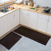 Delxo Kitchen Rug Sets,Non-Slip Soft Super Absorbent Kitchen Mat Doormat Carpet Set,Chenille Microfiber Material,17"x48" +17"x24" (Brown) - delxousa