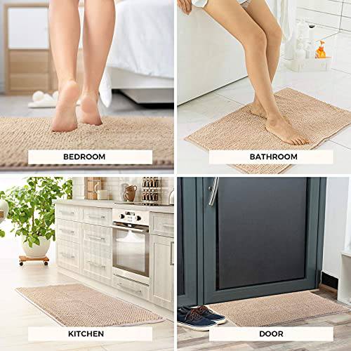 Delxo Chenille Door mat, 24"X 36" Extra Soft and Absorbent Mat ,Machine Wash and Dry Able,Low-Profile Rug Doormats Pet Mat for Entry, Front Door,Back Door,Entrance,Mud Room , High Traffic Areas,Beige - delxousa