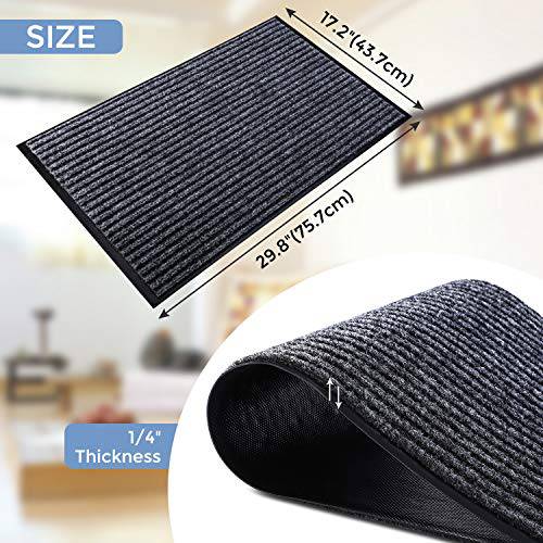 Delxo 2-Pack Striped Door Floor Mat - 18"x30", Indoor Outdoor Rug Entryway Welcome Mats with Rubber Backing for Shoe Scraper, Ideal for Inside Outside High Traffic Area (Grey) - delxousa