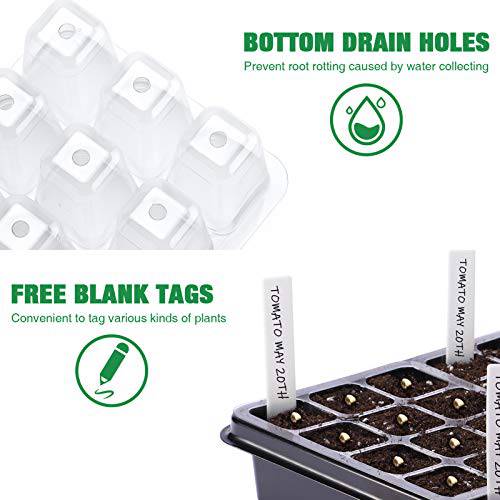 Delxo 3-Pack Seed Trays Seedling Starter Tray (48 Cells per Tray) Humidity Adjustable Plant Germination Kit Garden Seed Starting Tray with Clear Dome and Black Base Plus Plant Tags Hand Tool Kit - delxousa
