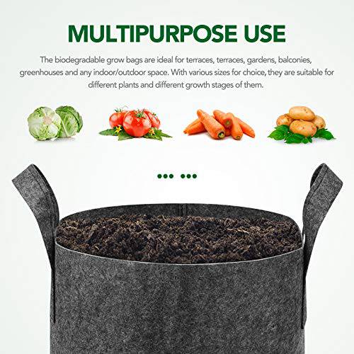 Delxo 12-Pack 7 Gallon Grow Bags Heavy Duty Aeration Fabric Pots Thickened Nonwoven Fabric Pots Plant Grow Bags - delxousa