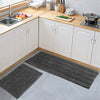 Delxo Kitchen Rug Kitchen Mat Sets Non-Slip Soft Super Absorbent Kitchen Mat Doormat Carpet Set,Chenille Microfiber Material,17"x48" +17"x24" (Grey) - delxousa