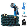 Delxo 25Ft Expandable Garden Hose Kit Include 6, Flexible 9-Function Water Hose with Heavy Duty High-Pressure Spray Nozzle, Leakproof Design 3/4” Solid Brass Fittings Blue - delxousa