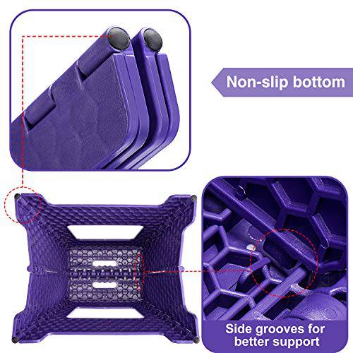Delxo 16 Inch Folding Step Stool,1 Pack Plastic Stool in Purple,Extra-Thicken Kitchen Step Stool,Non Slip 2021 Strengthen Plastic Stepping Stool for Adults - delxousa