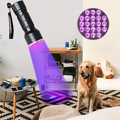 2 Pack UV Flashlight, Delxo 21 LED Black light Flashlite 395nm Detector for Dog Pet Urine Stains Bed Bugs and Scorpions,Authenticate Currghtency,Detection Lis of Fluorescent Agent - delxousa