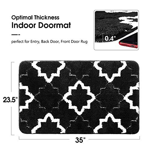 Delxo Indoor Door Mat -Super Water Absorbent Door Mats Premium Black Clover Pattern 24"X36" Non-Slip Rug for Entrance, Kitchen, Bathroom,Machine Washable Doormat - delxousa