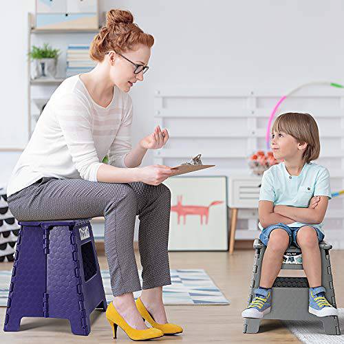 Delxo 13 Inch Folding Step Stool,1 Pack Plastic Stool in Gray,Extra-Thicken Kitchen Step Stool,Non Slip 2021 Strengthen Plastic Stepping Stool for Kids & Adults - delxousa