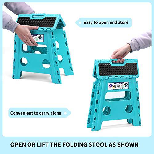 Delxo Folding Step Stool,Non-Slip Stool 13 inch Height Premium Heavy Duty Foldable Stool for Kids and Adults,Kitchen Garden Bathroom Stepping Stool 1 Pack in Light Blue,2021 Upgrade Dotted Texture - delxousa