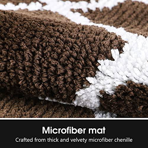 Delxo Kitchen Rug Sets,20"X30"+20"X63" Microfiber Super Absorbent Kitchen Rugs mats,Non Slip Washable 2 Pieces Kitchen Carpets and Rugs Set in Brown - delxousa