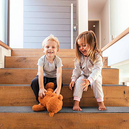 Delxo 8"x30" Non-Slip Stair Treads Carpet (14-Pack) Anti-Slip Stair Runners for Wooden Steps Kids, Elders, and Dogs,Pre Applied Adhesive (Grey) - delxousa
