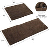 Delxo Kitchen Rug Sets,2 Piece Non-Slip Soft Super Absorbent Kitchen Mat Doormat Carpet Set,Chenille Microfiber Material,20"X30"+20"X60" (Brown) - delxousa