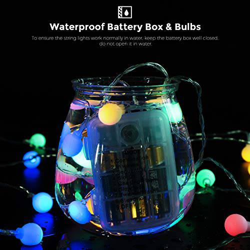DELXO Globe String Lights with Remote, 50 LED Fairy Lights for Bedroom, Room Twinkle Lights, 8 Modes, Battery Power, Waterproof Decorative Lights for Outdoor Indoor Patio Christmas Party, Color - delxousa