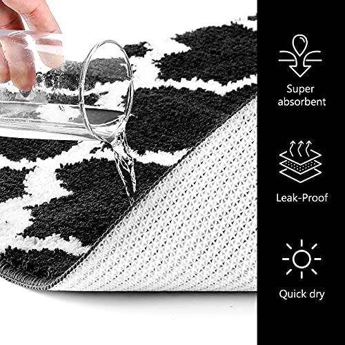 Delxo Black Kitchen Rug Sets,20"X30"+20"X63" Microfiber Super Absorbent Kitchen Rugs mats,Non Slip Washable 2 Pieces Kitchen Carpets and Rugs Set in Black - delxousa