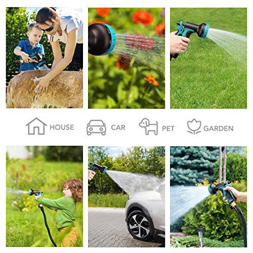 Delxo 75FT Expandable Garden Hose Water Hose with 9-Function High-Pressure Spray Nozzle, Heavy Duty Flexible Hose, 3/4" Solid Brass Fittings Leakproof Design - delxousa