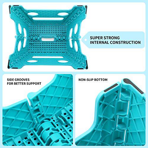 Delxo Folding Step Stool,Non-Slip Stool 13 inch Height Premium Heavy Duty Foldable Stool for Kids and Adults,Kitchen Garden Bathroom Stepping Stool 1 Pack in Light Blue,2021 Upgrade Dotted Texture - delxousa