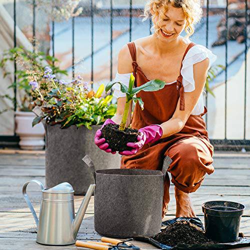 Delxo 12-Pack 5 Gallon Grow Bags Heavy Duty Aeration Fabric Pots Thickened Nonwoven Fabric Pots Plant Grow Bags Grey - delxousa