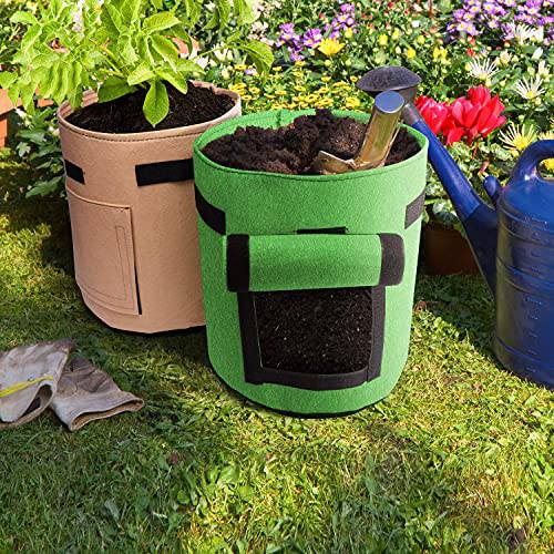 Delxo 3 Pack 10 Gallon Potato Grow Bags,Vegetable 10Gallons Grow Bags with Velcro Window , Double Layer Premium Breathable Nonwoven Cloth for Potato/Plant Container/Aeration Fabric Pots with Handles - delxousa