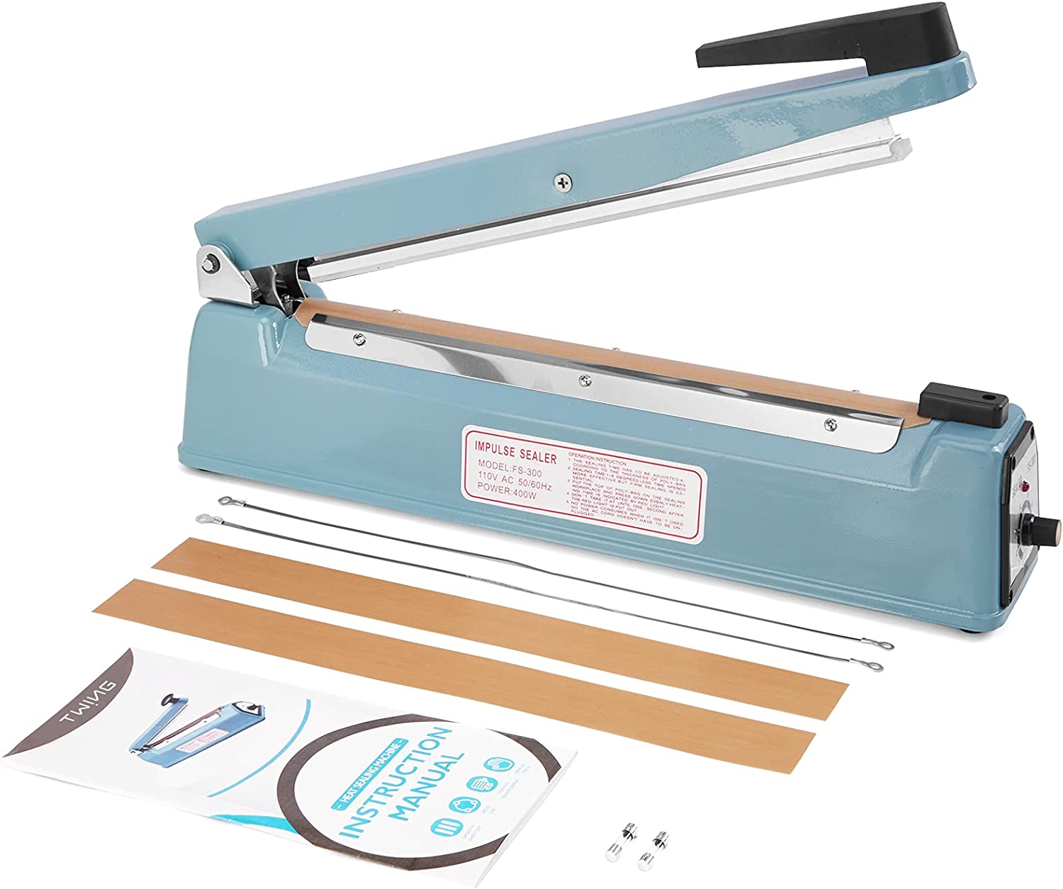 Delxo 8 inch 12 inch 16 inch Impulse Bag Sealer Poly Bag Sealing Machine Heat Seal Closer with Repair Kit in Orange Blue Black - Delxo