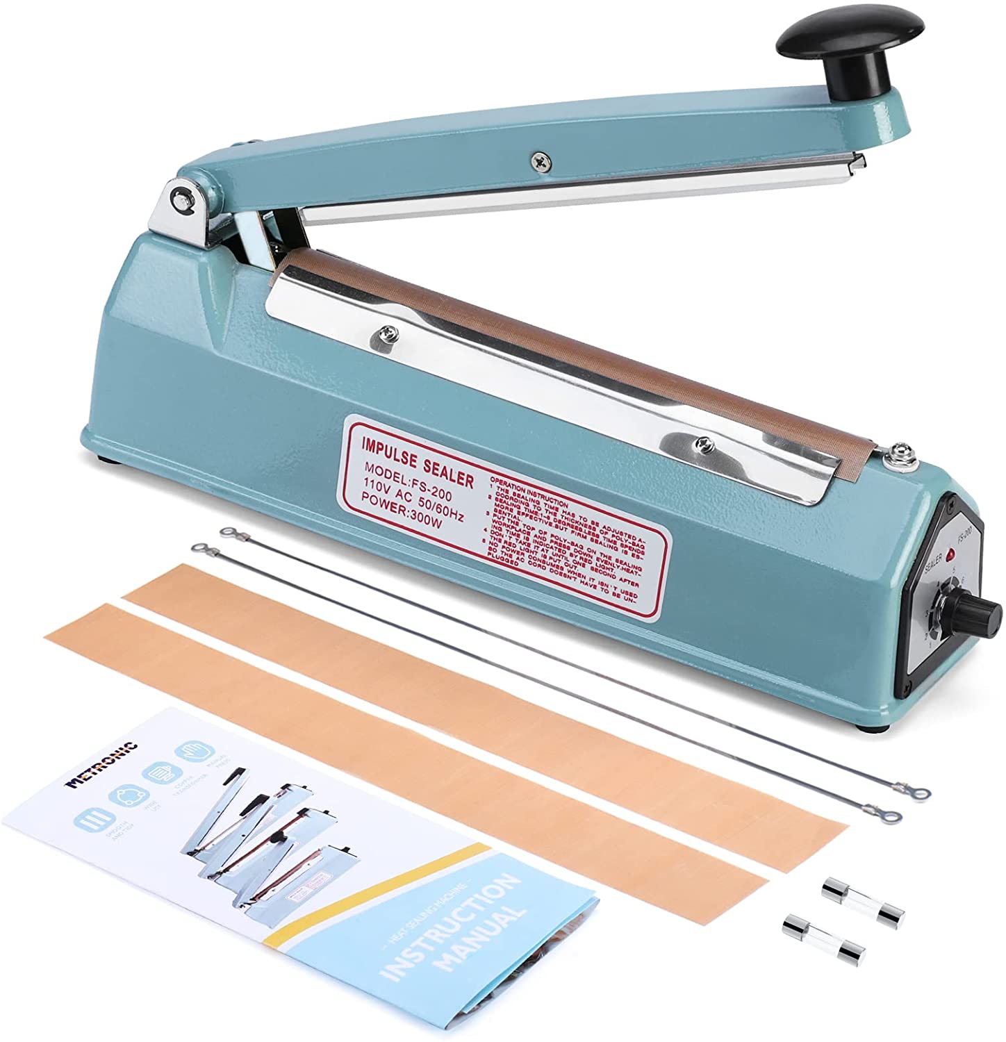 Delxo 8 inch 12 inch 16 inch Impulse Bag Sealer Poly Bag Sealing Machine Heat Seal Closer with Repair Kit in Orange Blue Black - Delxo